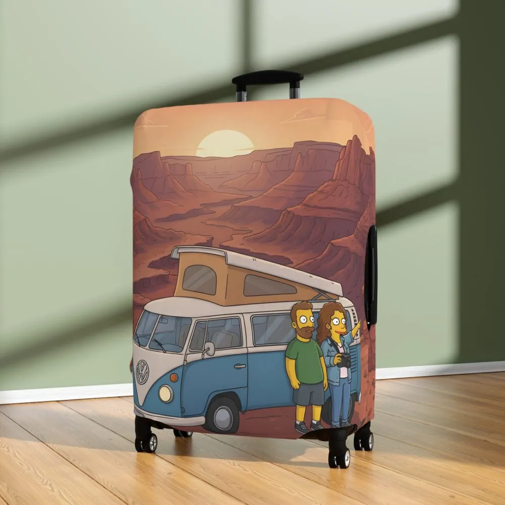 Luggage Cover — Adventure Camper Sketch Travel Suitcase(Design Sitcom-Line)