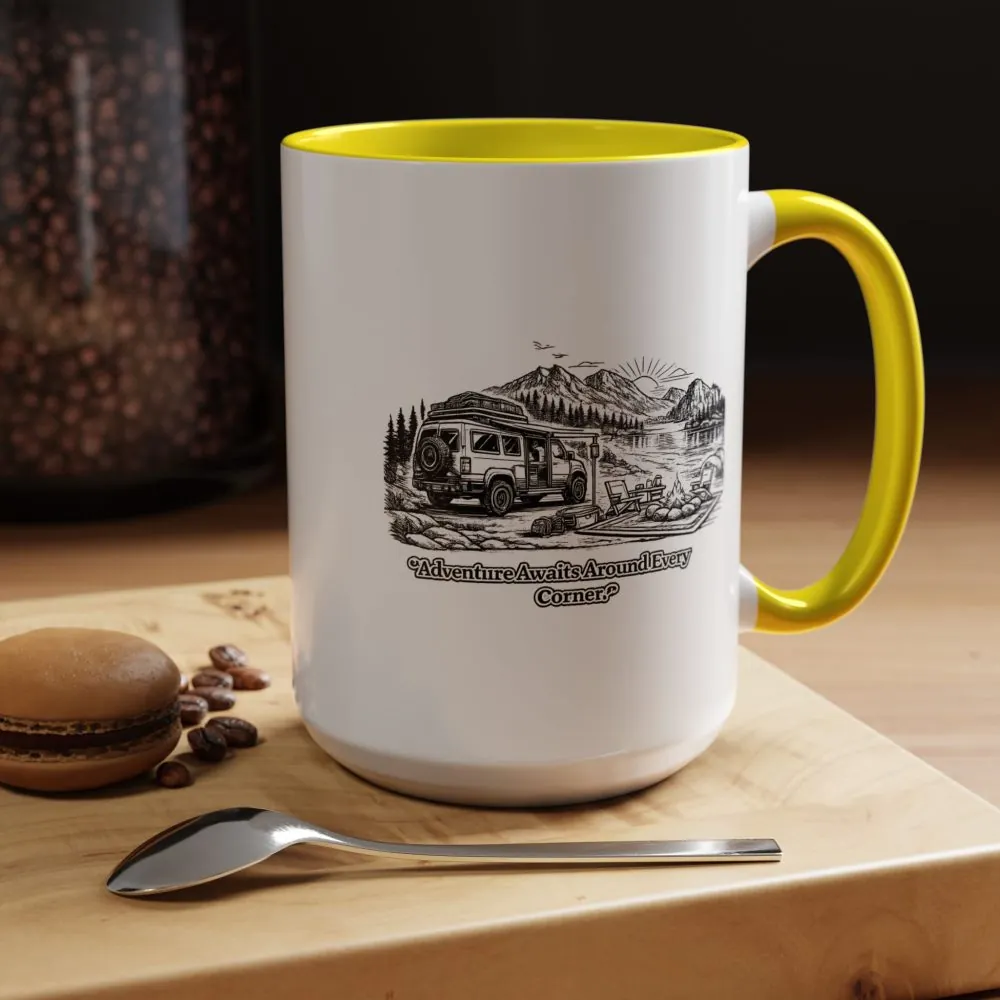 14691075708621925186_2048.jpeg Accent Coffee Mug (11, 15oz) — "Adventure Awaits Around Every Corner" Design Minimal-Line
