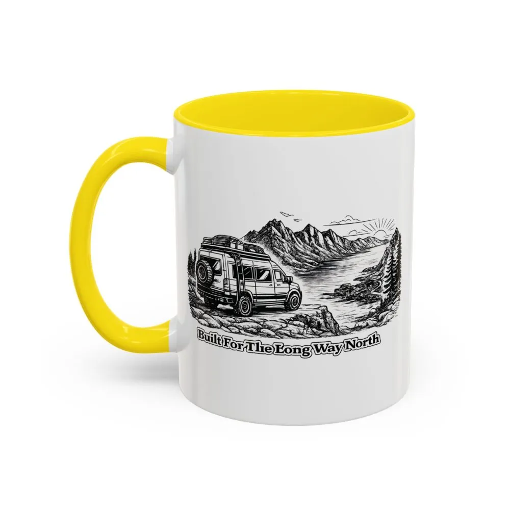 Accent Coffee Mug (11, 15oz) — "Built For The Long Way North" Design Minimal-Line