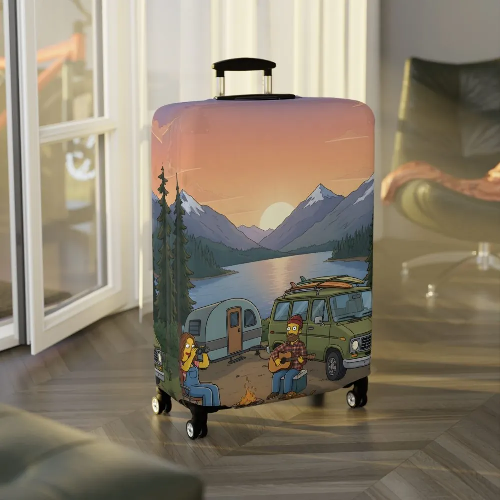 Luggage Cover — Adventure Camper Sketch Travel Suitcase(Design Sitcom-Line)