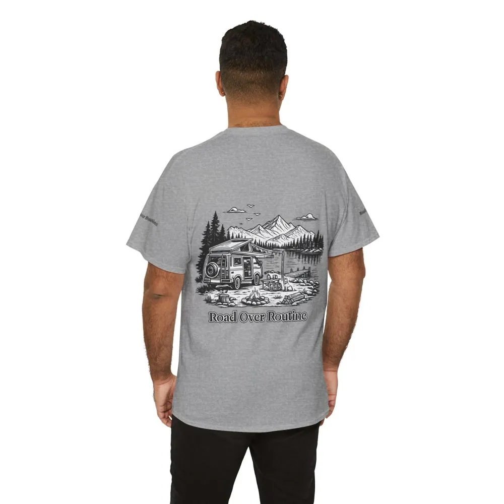 14696659419879423795_2048.jpeg Unisex Heavy Cotton Tee — "Road Over Routine" Design Minimal-Line