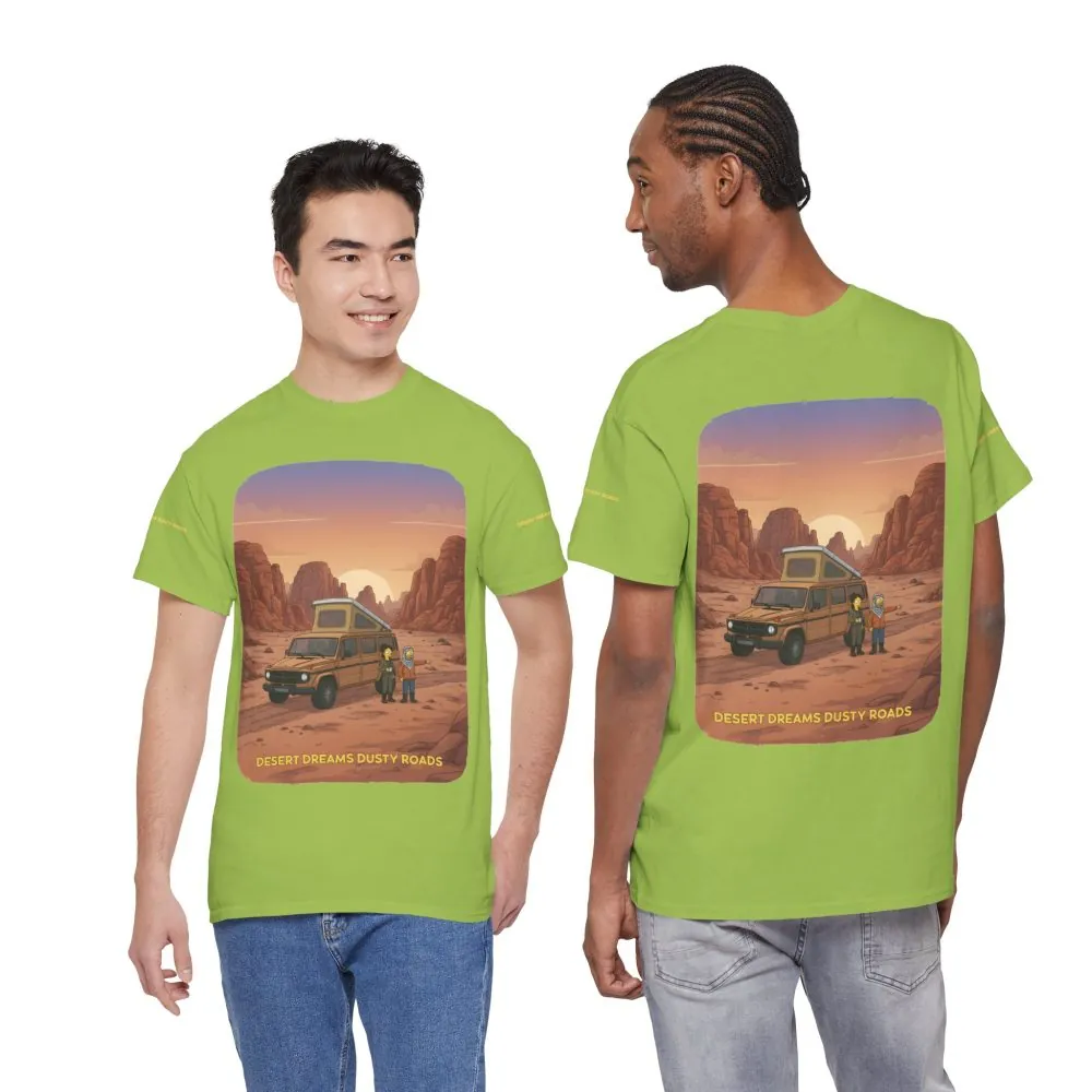 Unisex Heavy Cotton Tee — "Desert Dreams Dusty Roads" Design Sitcom-Line