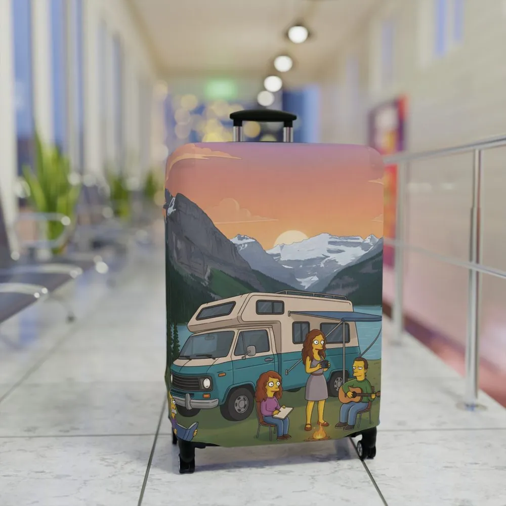 Luggage Cover — Adventure Camper Sketch Travel Suitcase(Design Sitcom-Line)