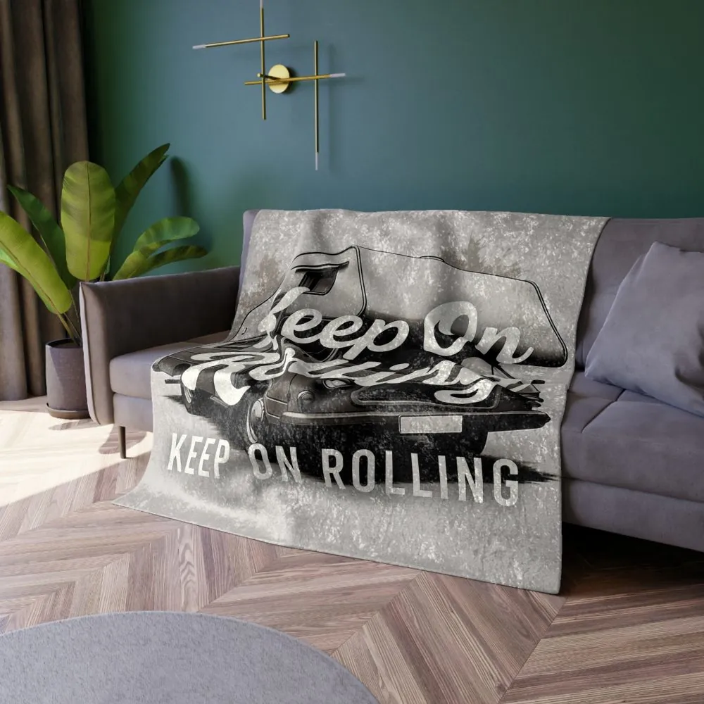 Crushed Velvet Blanket — "Keep On Rolling" RV Camper Throw Blanket