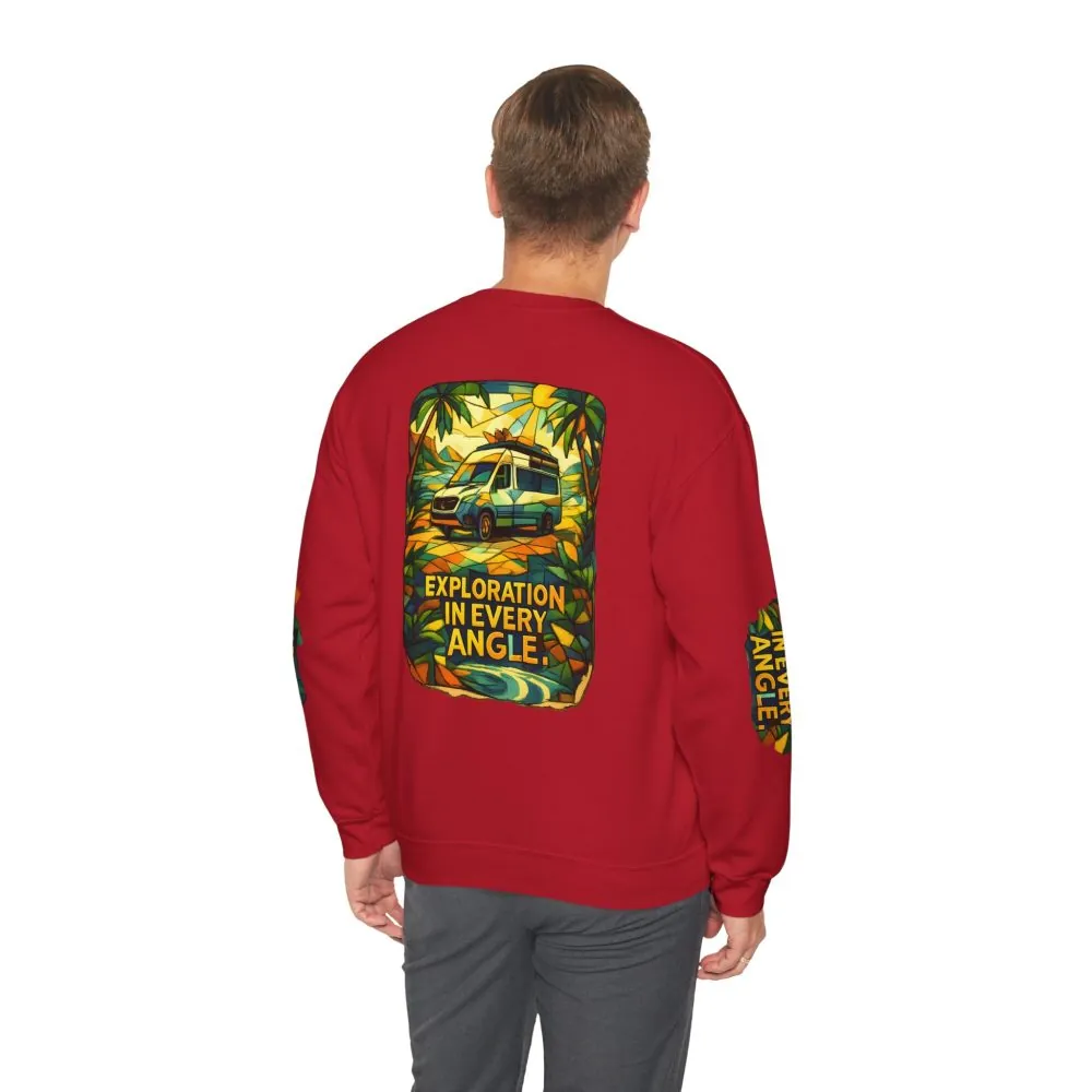 Unisex Heavy Blend™ Crewneck Sweatshirt — "Exploration In Every Angle" Design Cubic-Line