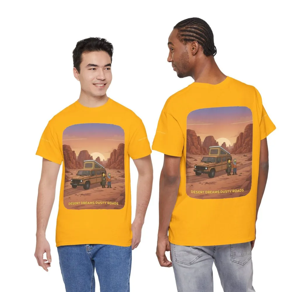 Unisex Heavy Cotton Tee — "Desert Dreams Dusty Roads" Design Sitcom-Line