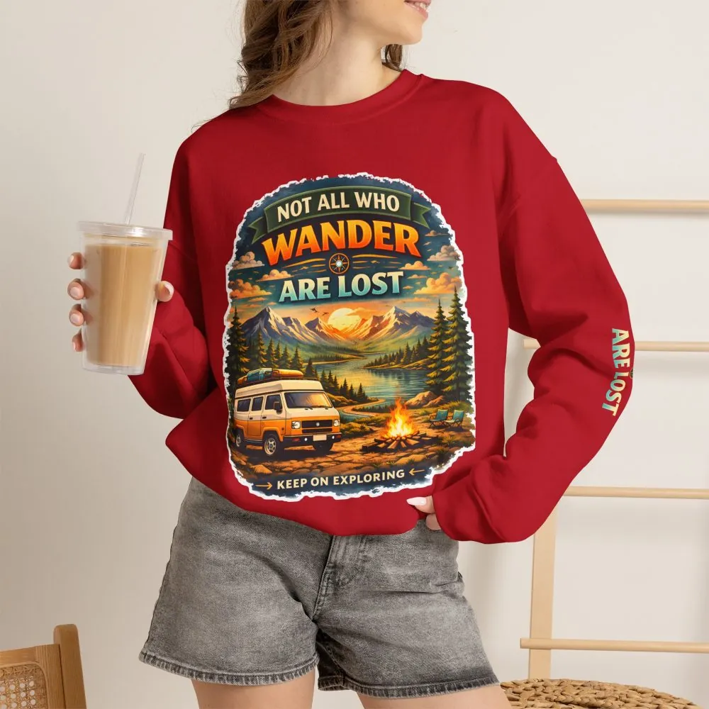 14734603353837621030_2048.jpeg Unisex Heavy Blend™ Crewneck Sweatshirt — "Not All Who Wander Are Lost" Design Scenic-Line
