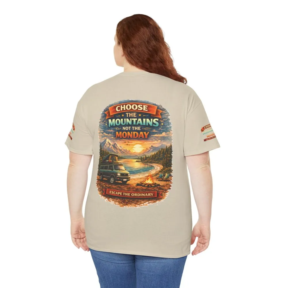 Unisex Heavy Cotton Tee — "Choose The Mountens" Design Scenic-Line