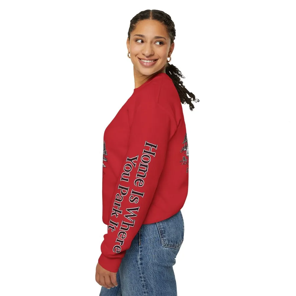 14742894633414566443_2048.jpeg Unisex Heavy Blend™ Crewneck Sweatshirt — "Home Is Where You Park It" Design Minimal-Line