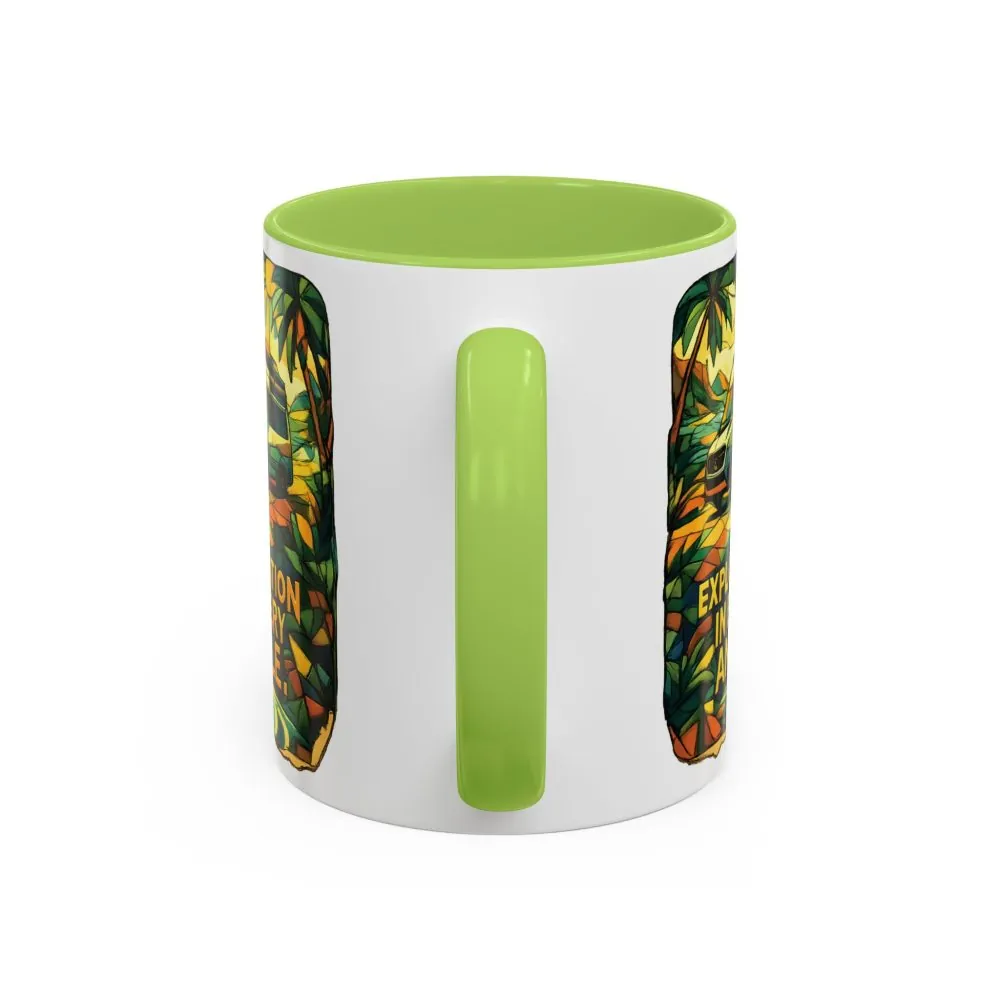 Accent Coffee Mug (11, 15oz) — "Exploration In Every Angle" Design Cubic-Line