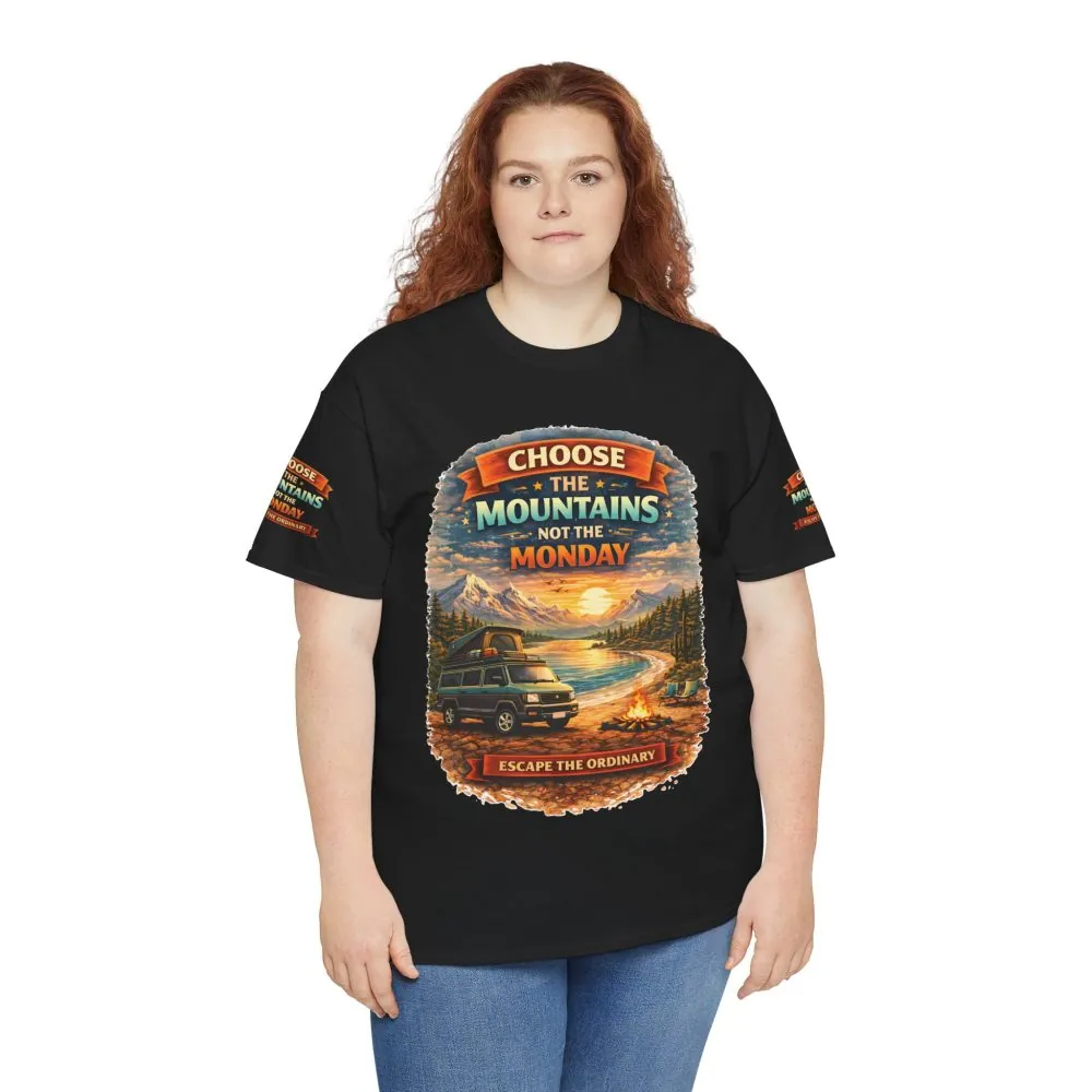 Unisex Heavy Cotton Tee — "Choose The Mountens" Design Scenic-Line