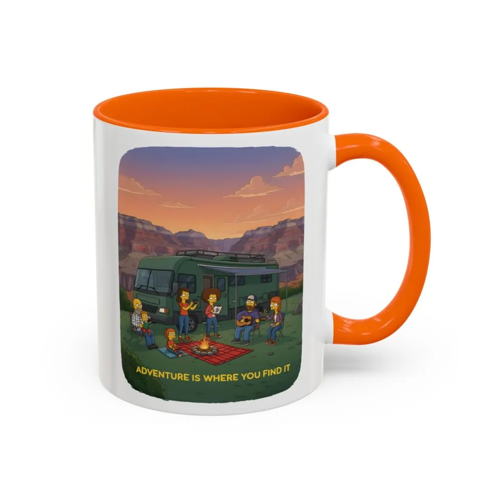 Accent Coffee Mug (11, 15oz) — "Adventure Is Where You Find It" Design Sitcom-Line