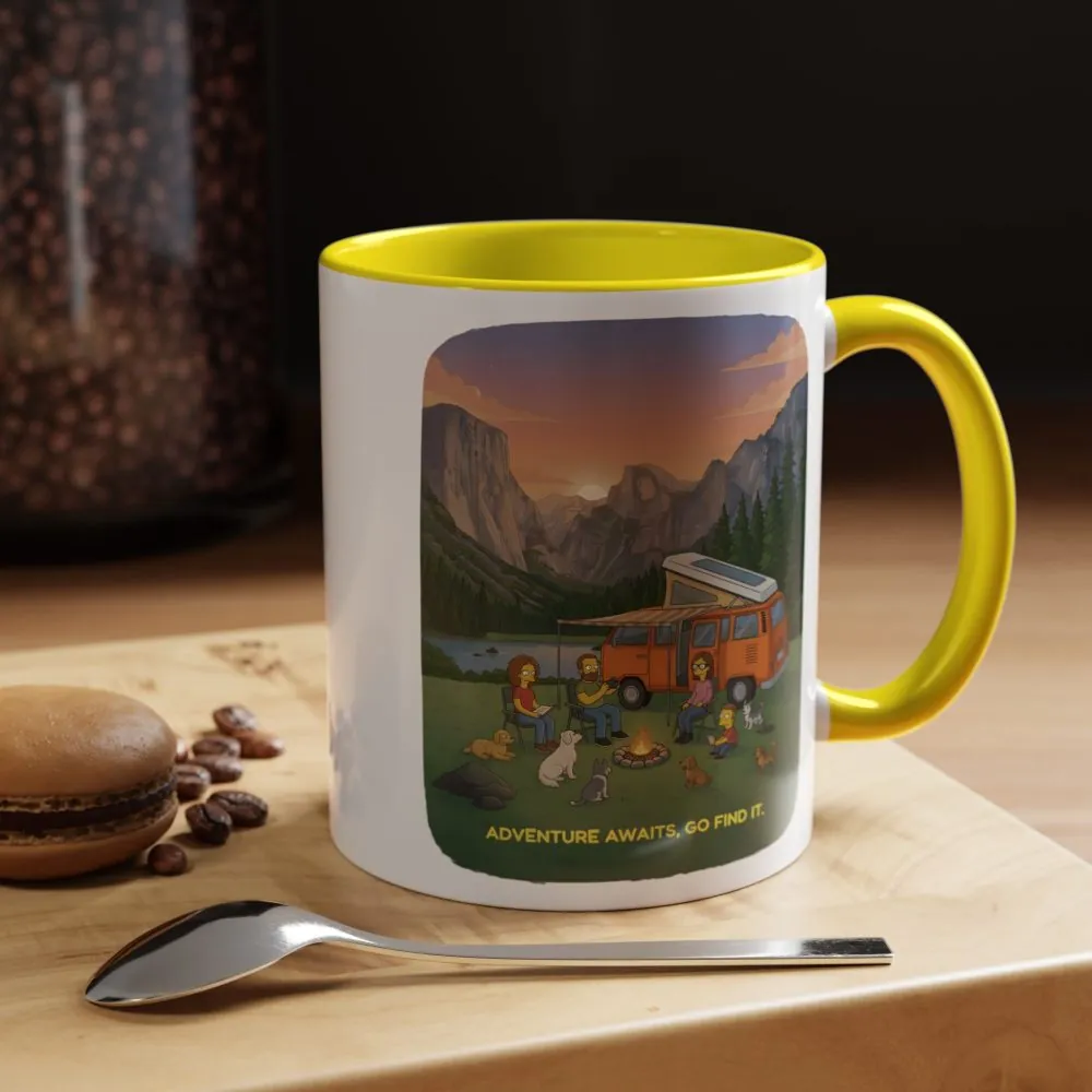 Accent Coffee Mug (11, 15oz) — "Adventure Awaits-Go Find It"" Design Sitcom-Line