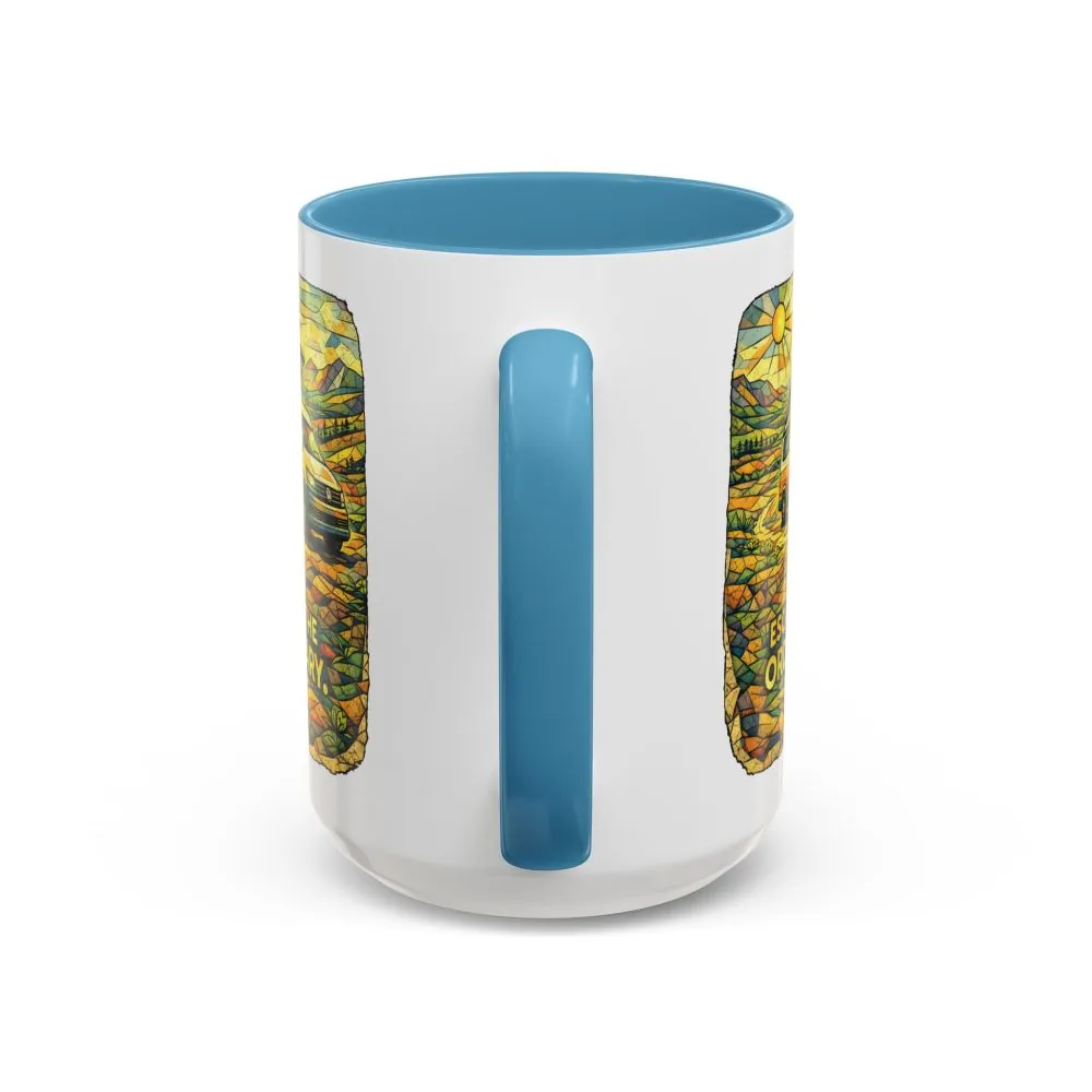 Accent Coffee Mug (11, 15oz) — "Escape The Ordinary" Design Cubic-Line