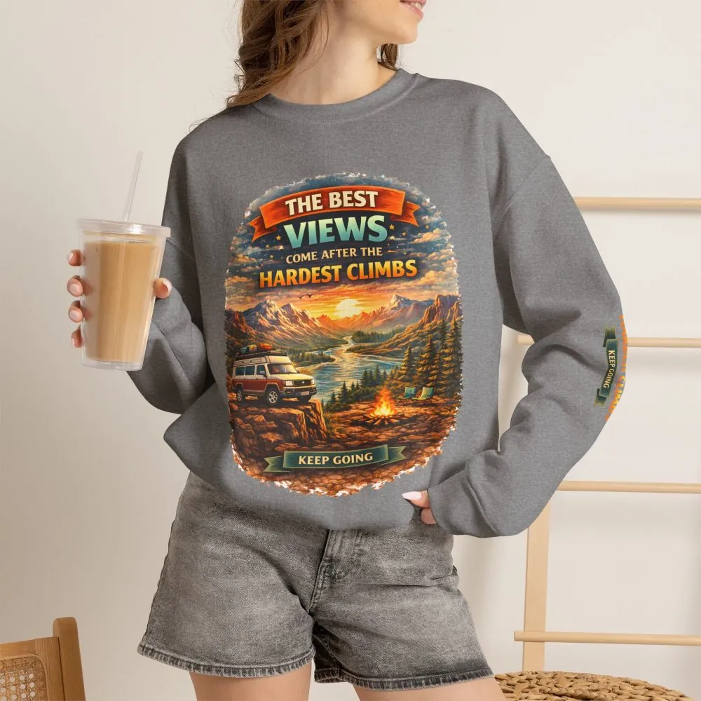 Unisex Heavy Blend™ Crewneck Sweatshirt — "The Best Views" Design Scenic-Line