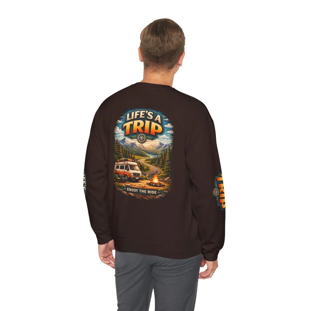 Unisex Heavy Blend™ Crewneck Sweatshirt — "Life s A Trip" Design Scenic-Line