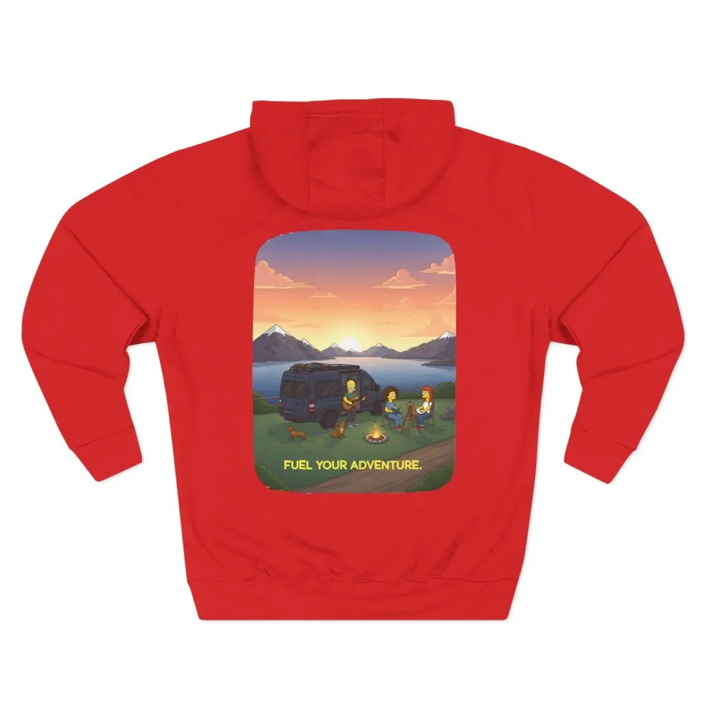 Three-Panel Fleece Hoodie - "Fuel Your Adventure" Design Sitcom-Line