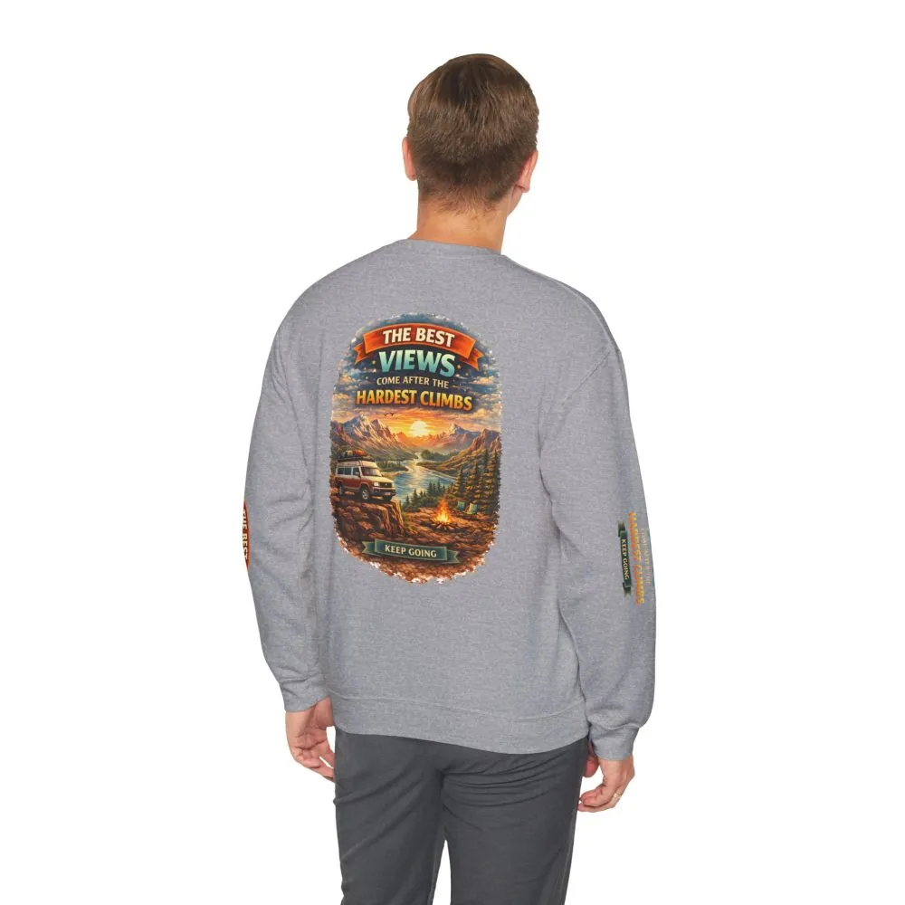 Unisex Heavy Blend™ Crewneck Sweatshirt — "The Best Views" Design Scenic-Line
