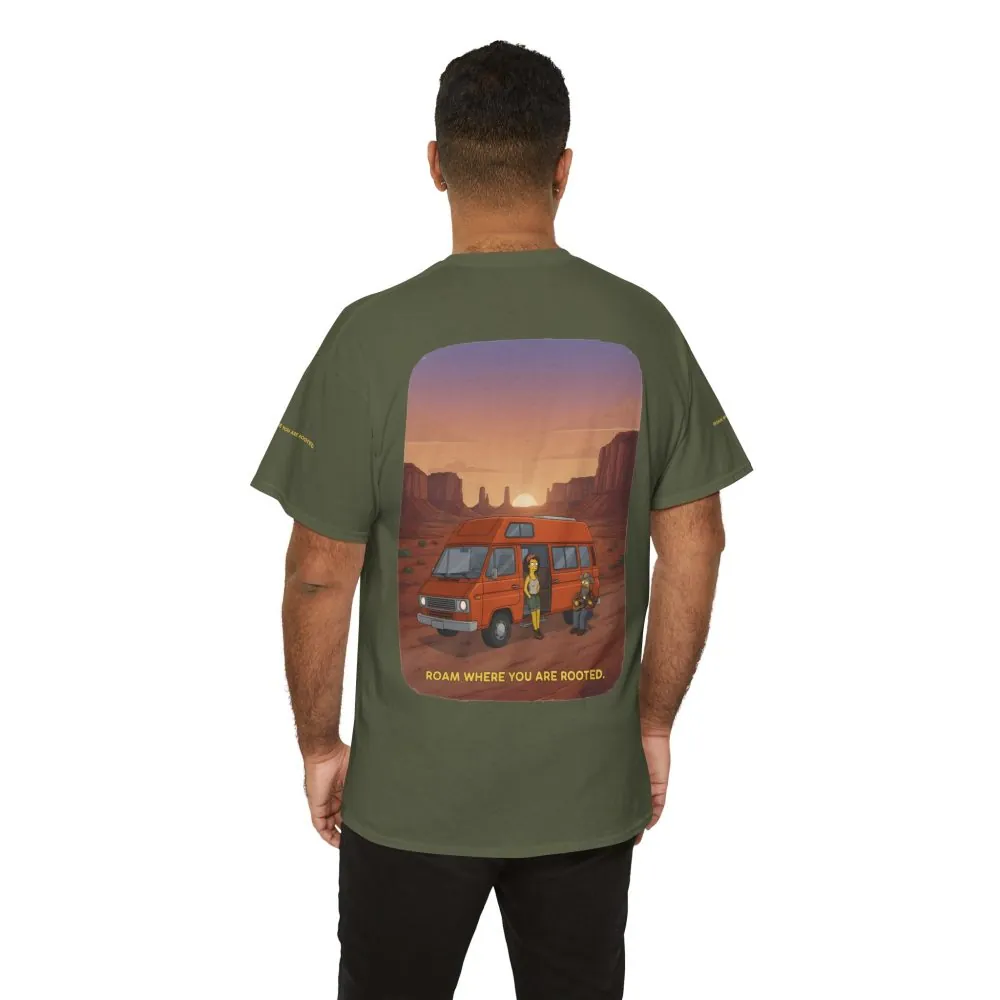 Unisex Heavy Cotton Tee — "Roam Where You Are Rooted" Design Sitcom-Line