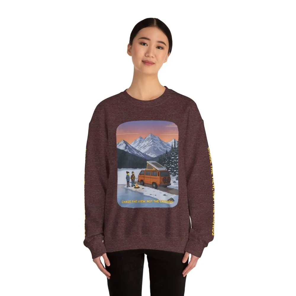 Unisex Heavy Blend™ Crewneck Sweatshirt — "Chase The Views-Not The Crowds"" Design Sitcom-Line
