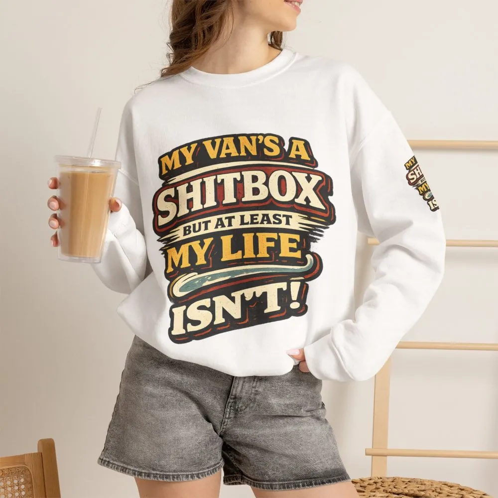 Unisex Heavy Blend™ Crewneck Sweatshirt — "My Van`s A Shitbox" Design F**K-Line