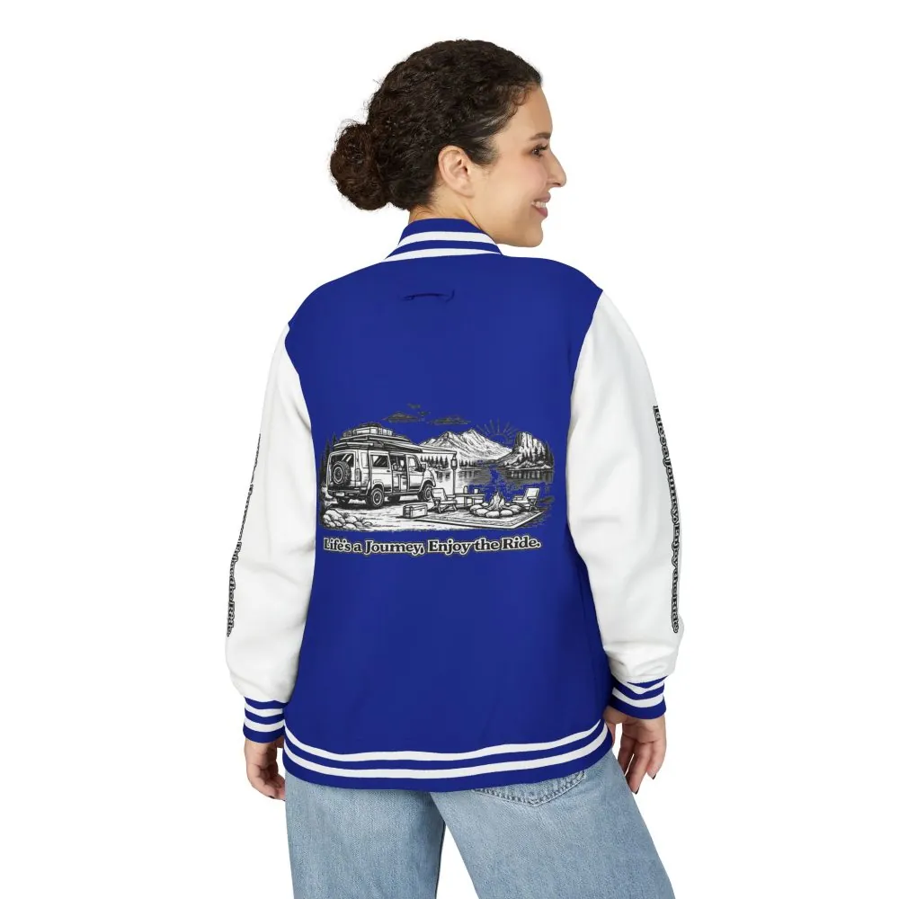 Unisex Heavyweight Letterman Jacket — "Lifes A Journey,Enjoy The Ride" Travel Varsity Coat