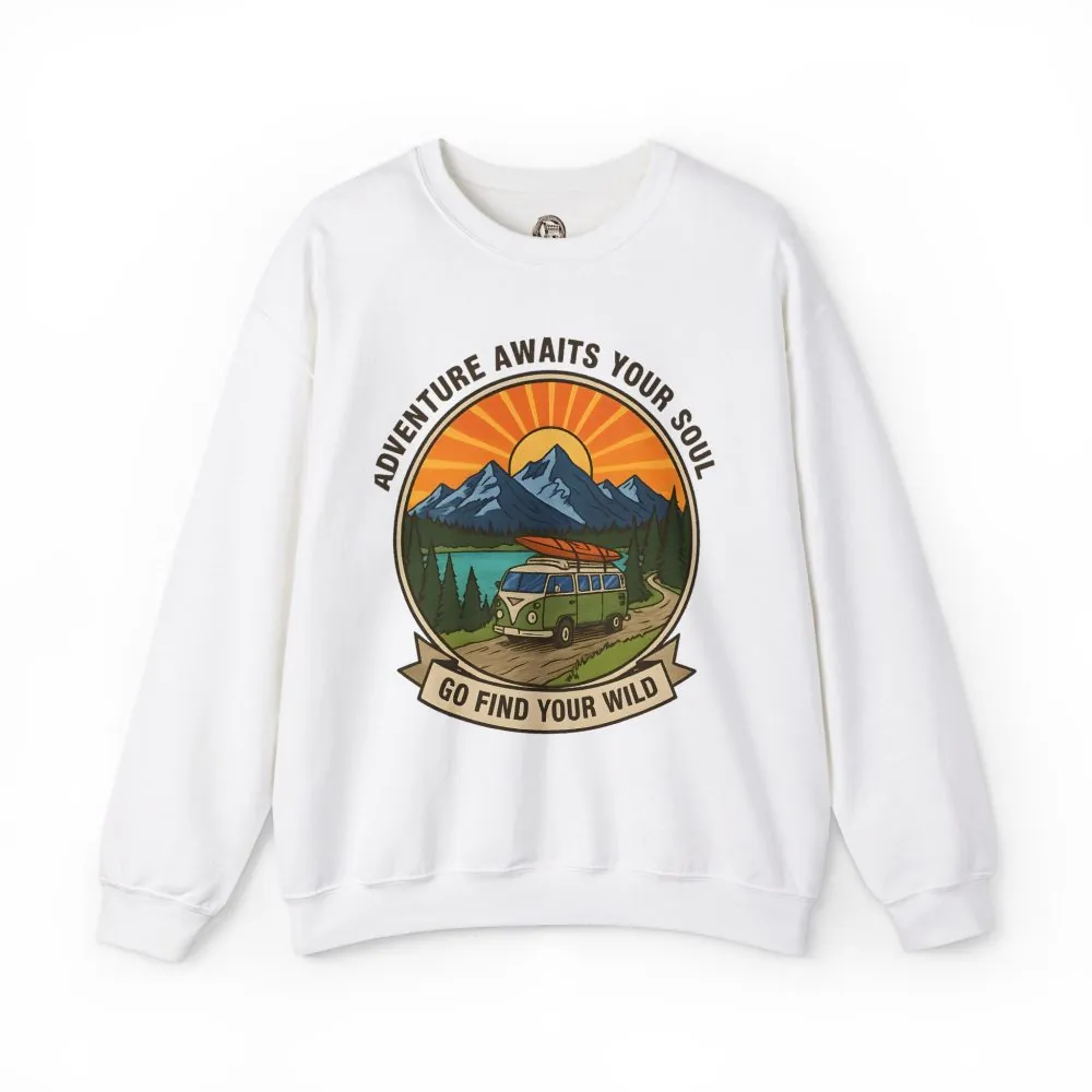 Crewneck Sweatshirt — "Go Find Your Wild" Camper Graphic