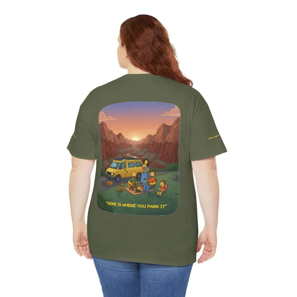 Unisex Heavy Cotton Tee — "Home Is Where You Park It" Design Sitcom-Line
