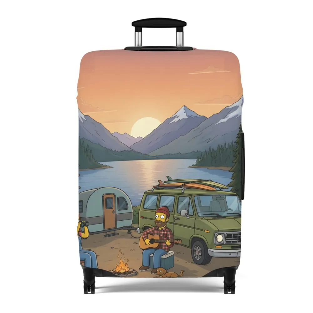 Luggage Cover — Adventure Camper Sketch Travel Suitcase(Design Sitcom-Line)