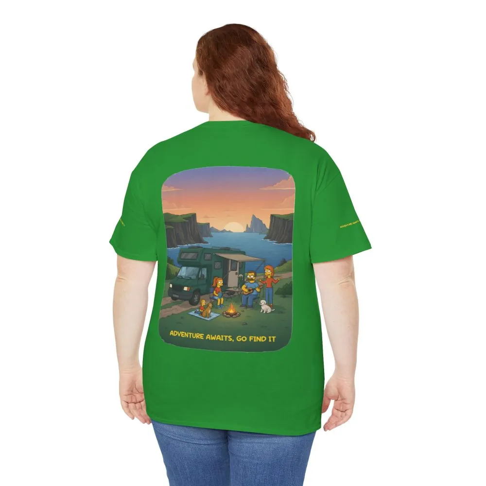 Unisex Heavy Cotton Tee — "Adventure Awaits-Go Find It" Design Sitcom-Line