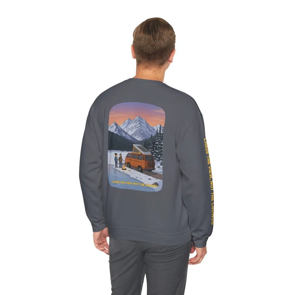 Unisex Heavy Blend™ Crewneck Sweatshirt — "Chase The Views-Not The Crowds"" Design Sitcom-Line