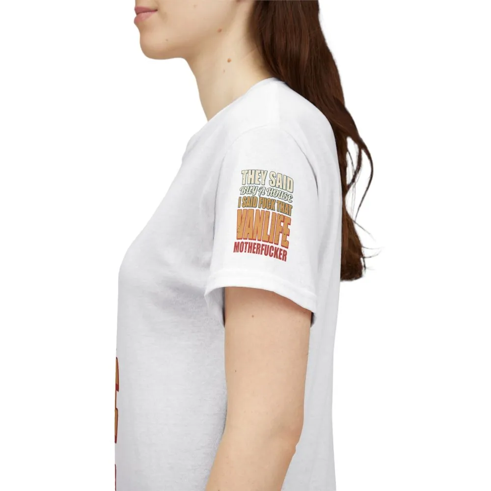 Unisex Heavy Cotton Tee — "They Said Buy A House" Design F**K-Line