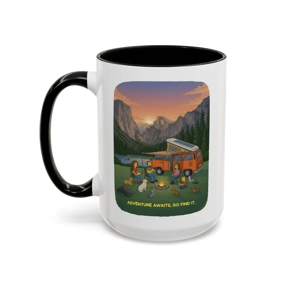 Accent Coffee Mug (11, 15oz) — "Adventure Awaits-Go Find It"" Design Sitcom-Line