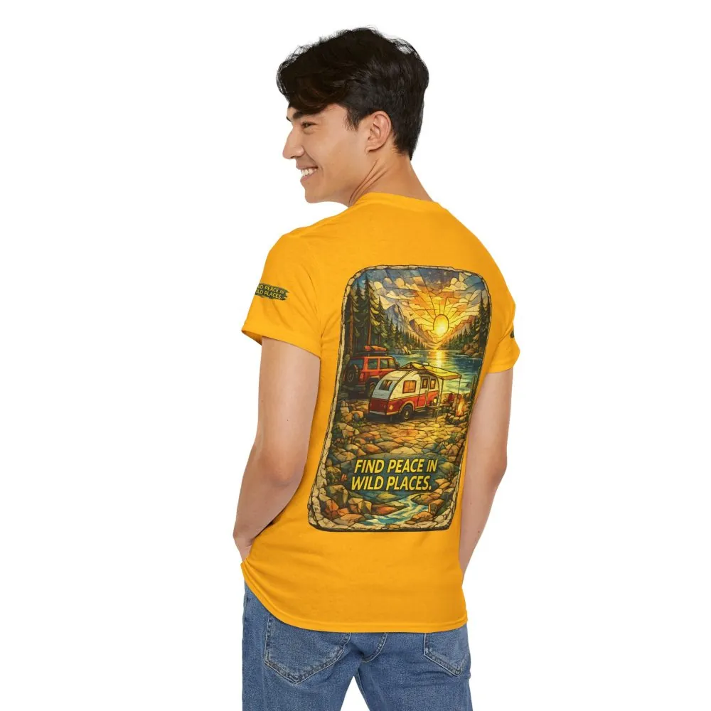 14846678967238378954_2048.jpeg Unisex Heavy Cotton Tee — "Find Peace In Wild Places" Design Cubic-Line