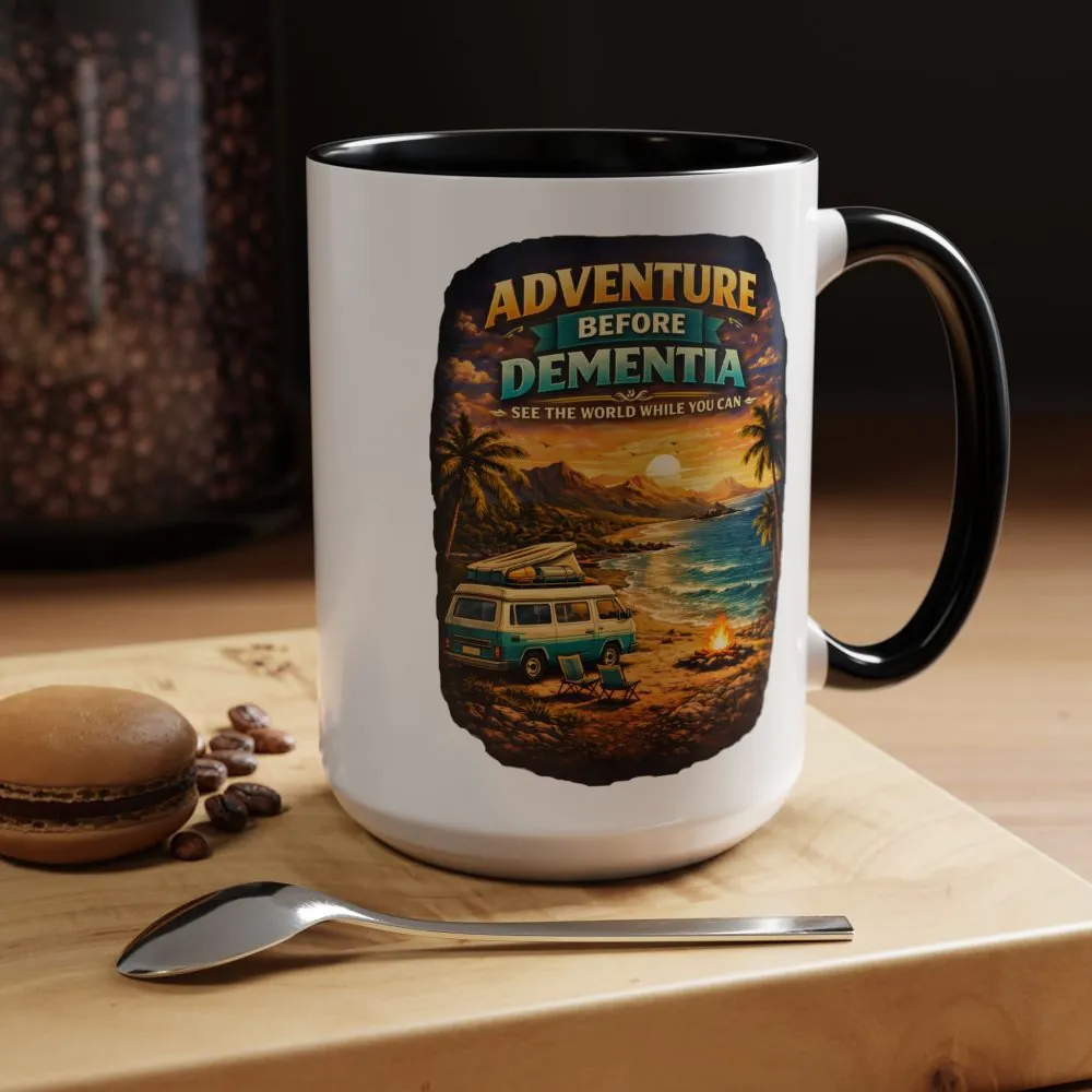 Accent Coffee Mug (11, 15oz) — "Adventure Before Dementia" Design Scenic-Line