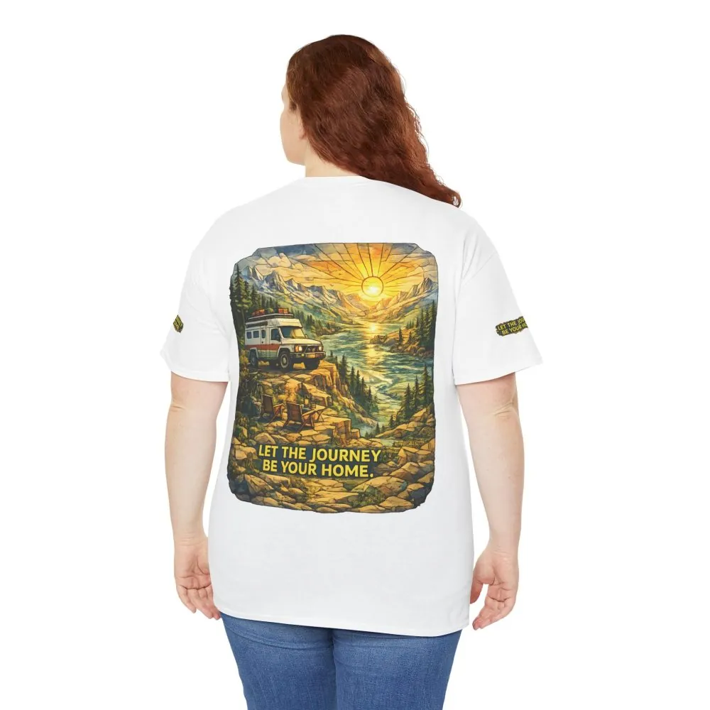 Unisex Heavy Cotton Tee — "Let The Journey Be Your Home" Design Cubic-Line