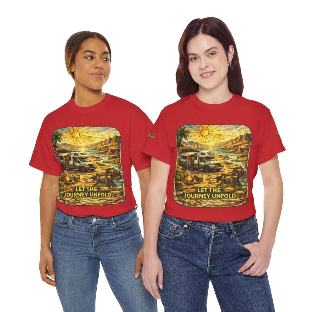 Unisex Heavy Cotton Tee — "Let The Journey Unfold" Design Cubic-Line