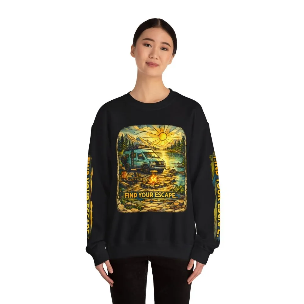 14877377804411257570_2048.jpeg Unisex Heavy Blend™ Crewneck Sweatshirt — "Find Your Escape" Design Cubic-Line