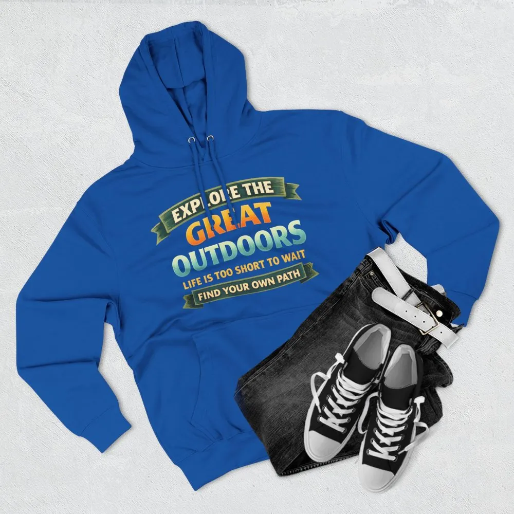 Three-Panel Fleece Hoodie - "Explore The Great Outdoors" Design Scenic-Line