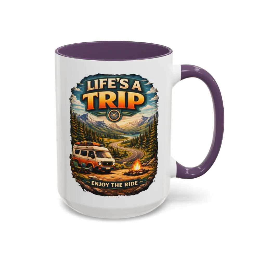 Accent Coffee Mug (11, 15oz) — "Life s A Trip" Design Scenic-Line