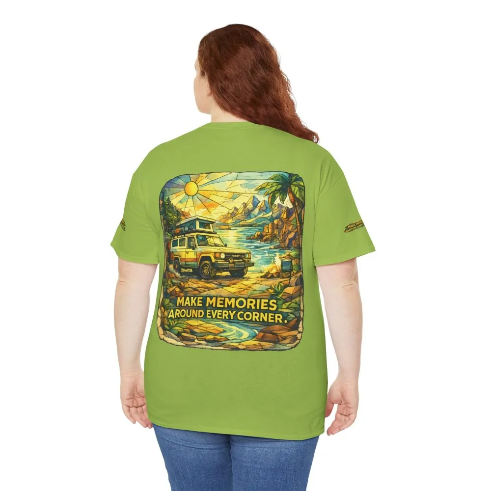 Unisex Heavy Cotton Tee — "Make Memories Around Every Corner" Design Cubic-Line