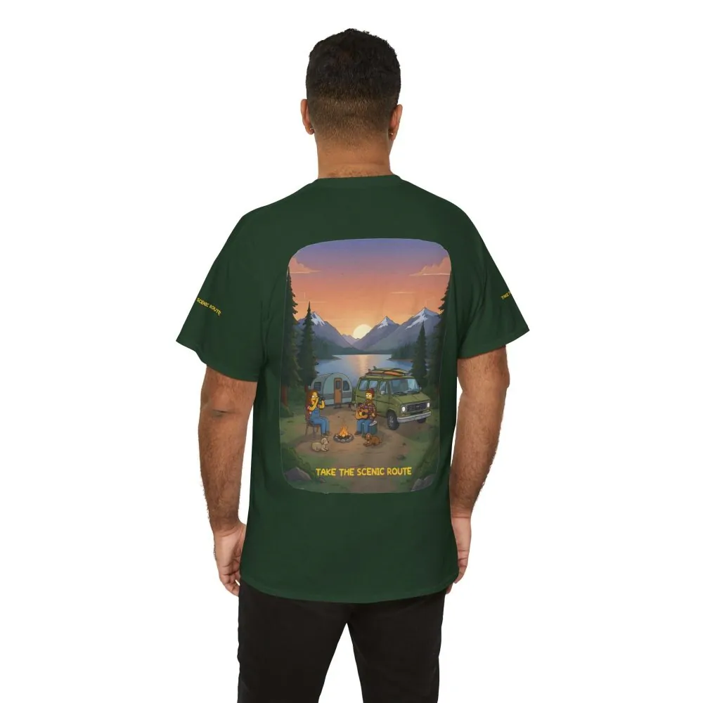 Unisex Heavy Cotton Tee — "Take The Scenic Route" Design Sitcom-Line