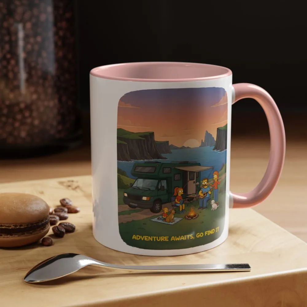 Accent Coffee Mug (11, 15oz) — "Adventure Awaits-Go Find It"" Design Sitcom-Line
