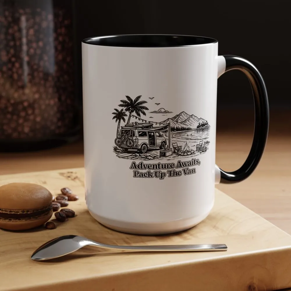 14897391554925820463_2048.jpeg Accent Coffee Mug (11, 15oz) — "Adventure Awaits,Pack Up The Van" Design Minimal-Line