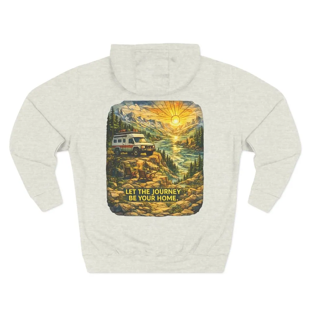 14903008347350528654_2048.jpeg Three-Panel Fleece Hoodie - "Let The Journey Be Your Home" Design Cubic-Line