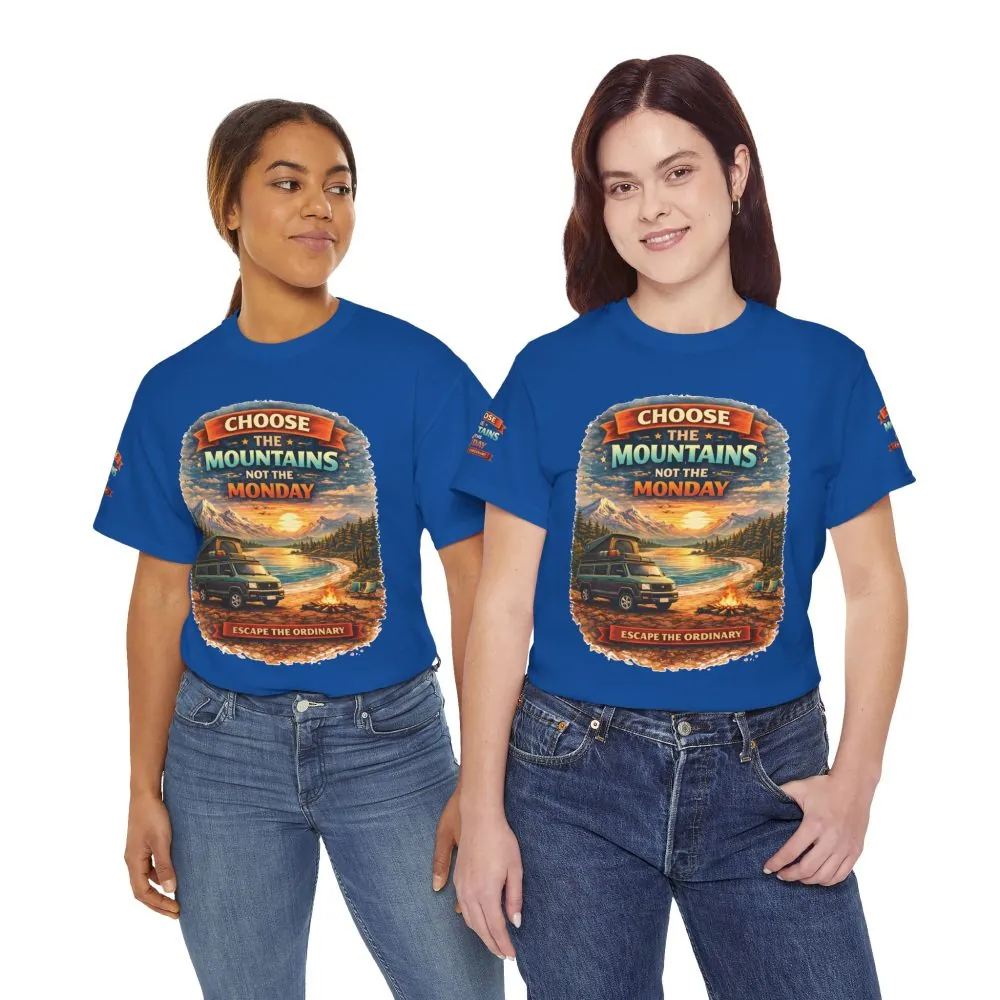 Unisex Heavy Cotton Tee — "Choose The Mountens" Design Scenic-Line