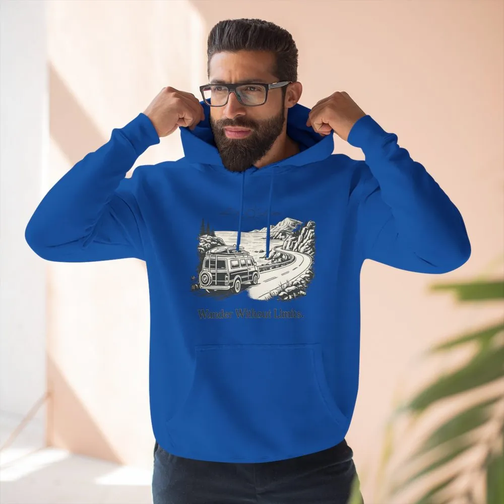 14937813556785446602_2048.jpeg Three-Panel Fleece Hoodie - "Wander Without Limits" Design Minimal-Line