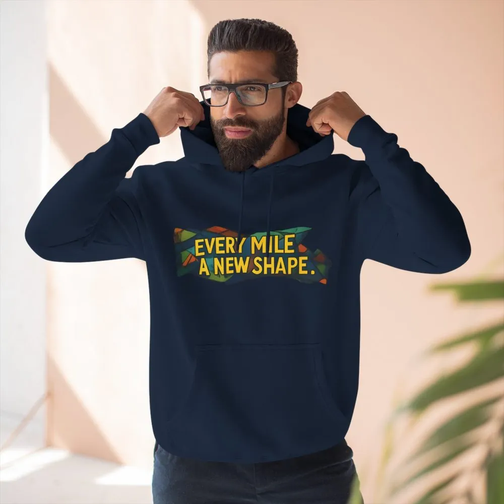 Three-Panel Fleece Hoodie - "Every Mile A New Shape" Design Cubic-Line