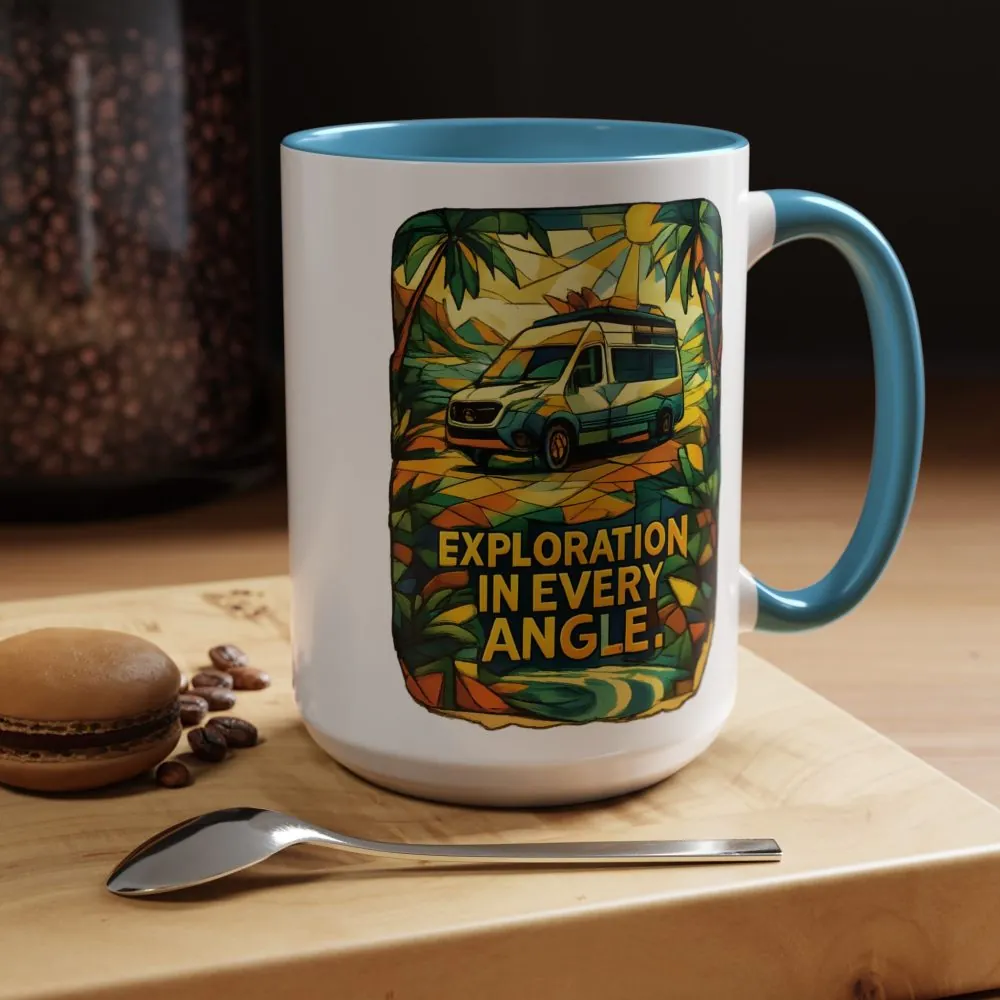 Accent Coffee Mug (11, 15oz) — "Exploration In Every Angle" Design Cubic-Line