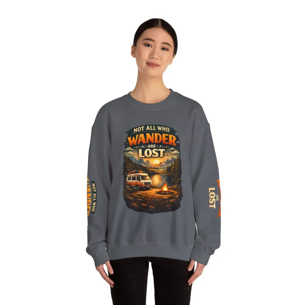 14970721821774022237_2048.jpeg Unisex Heavy Blend™ Crewneck Sweatshirt — "Not All Who Wander Are Lost" Design Scenic-Line
